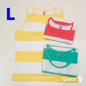L - NWT 3 pcs Stripe Racer Back Cotton Tanks
